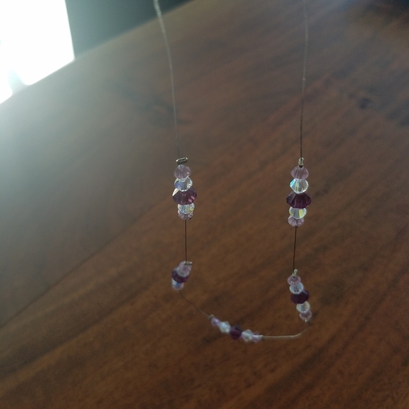 Swarovski Purple Diamond Crystals Beads Necklace - Picture 12 of 14